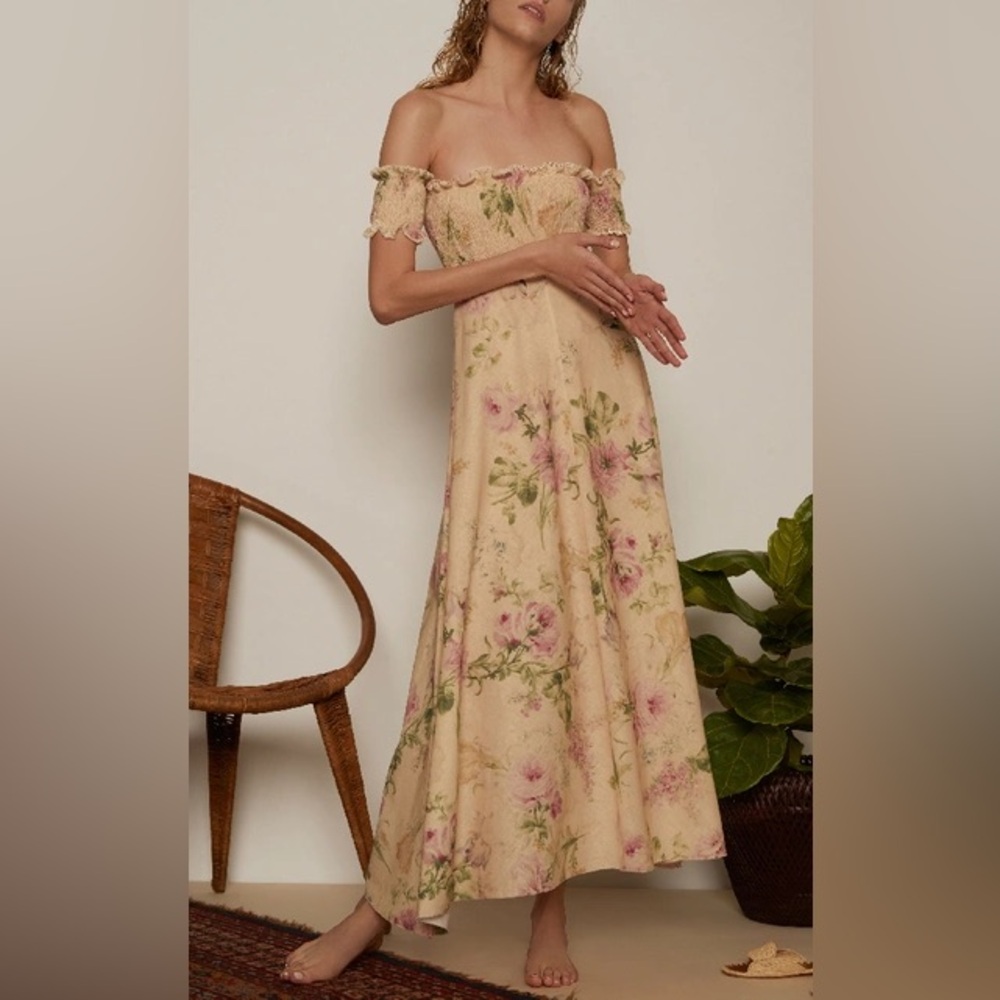 ZIMMERMANN Iris Shirred Bodice Floral Maxi Dress Size 3